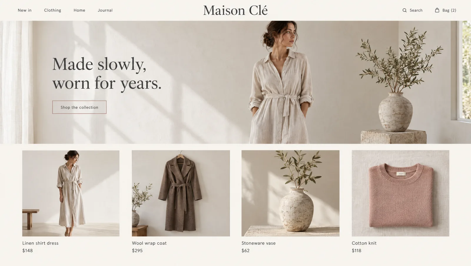 Illustrative editorial boutique storefront concept.