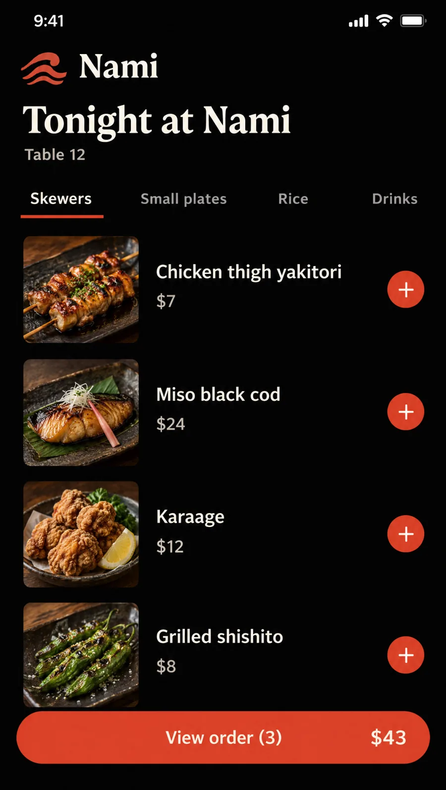 Food & Hospitality mobile apps concept