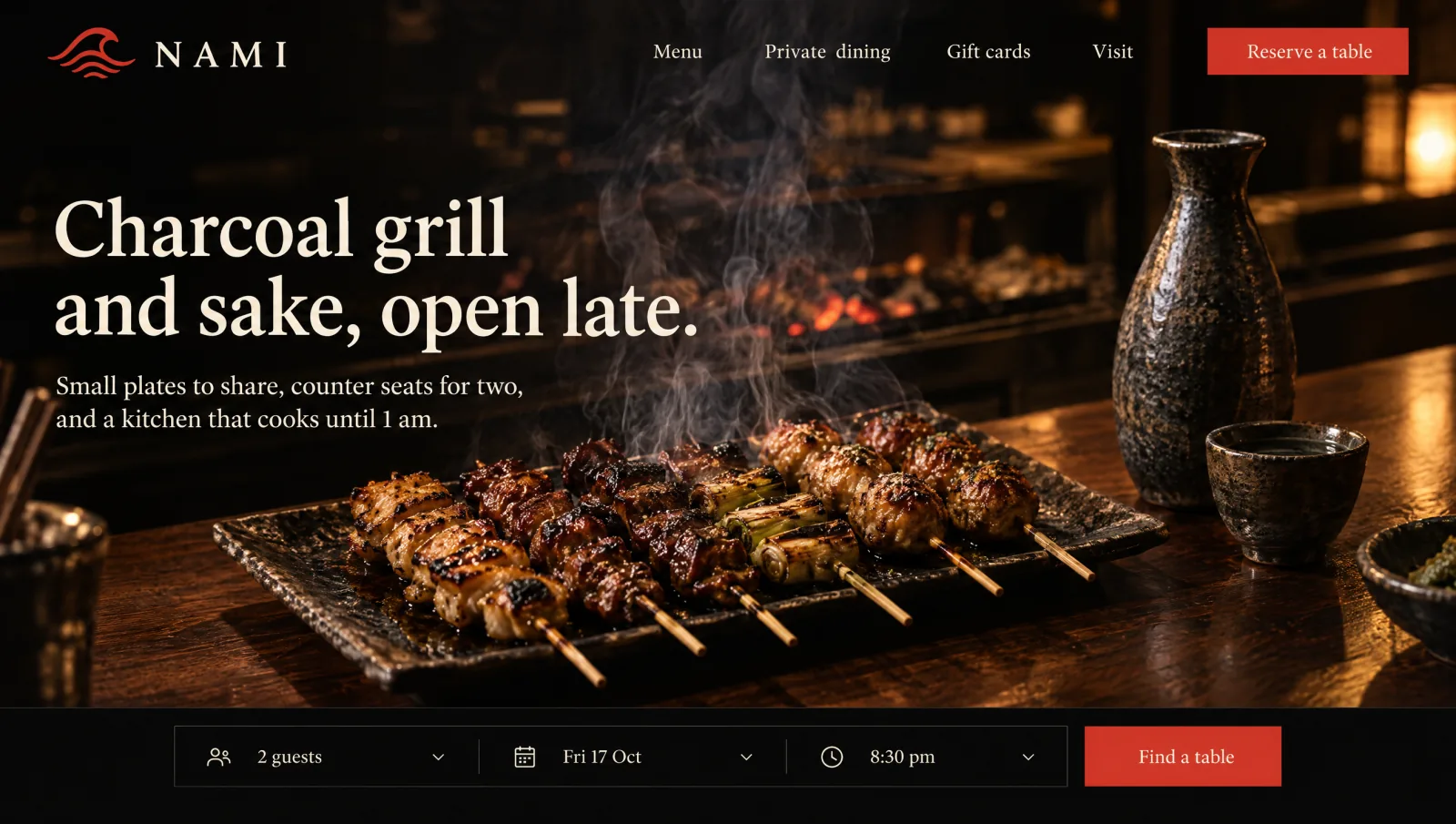 Food & Hospitality websites concept