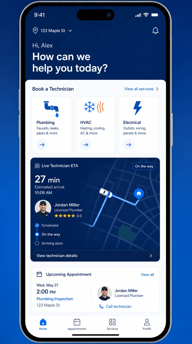 Home & Trades mobile apps concept