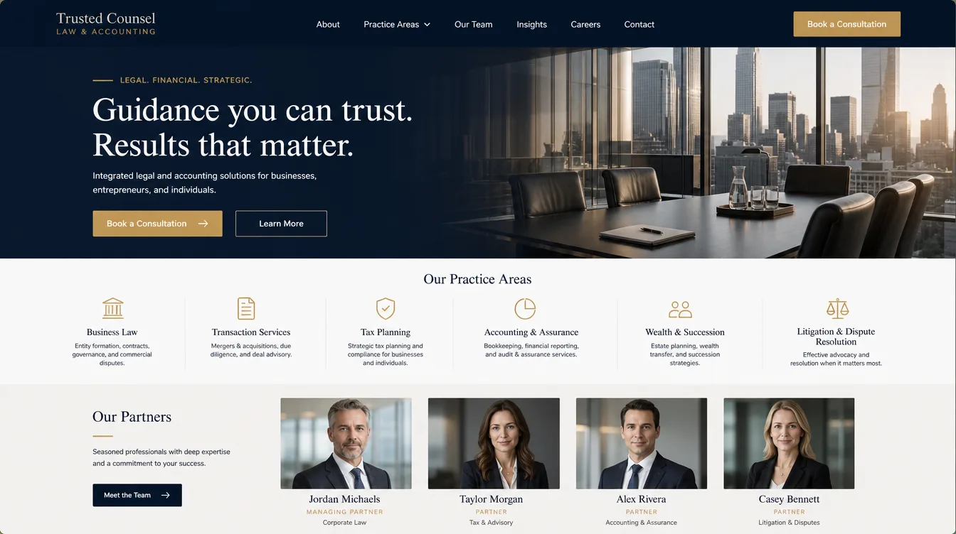 Professional Services websites concept