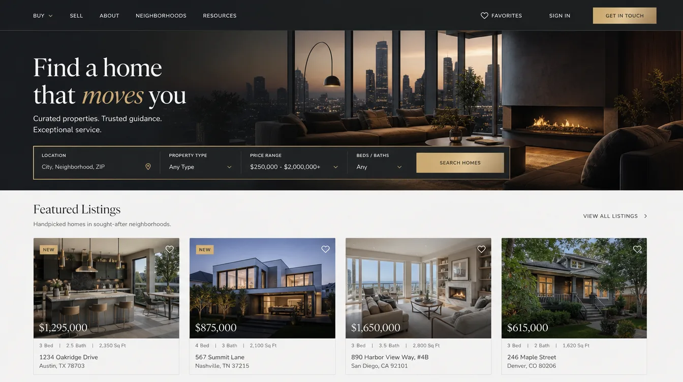 Real Estate websites concept